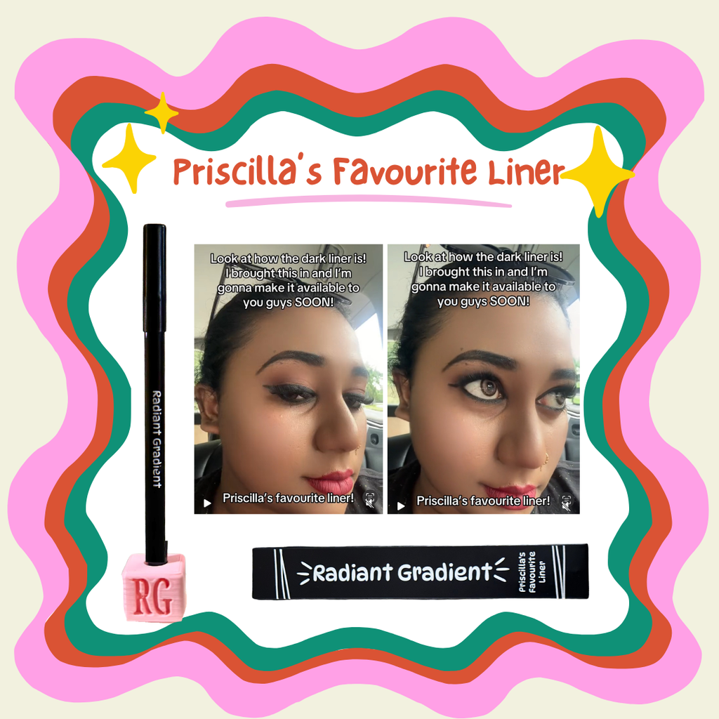 Priscilla's Favourite Liner Pitch Black Waterproof Organic Long Lasting Sweatproof with Free Sharpener