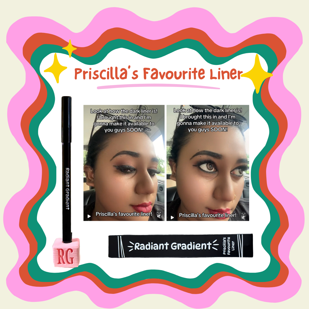 Priscilla's Favourite Liner Pitch Black Waterproof Organic Long Lasting Sweatproof with Free Sharpener
