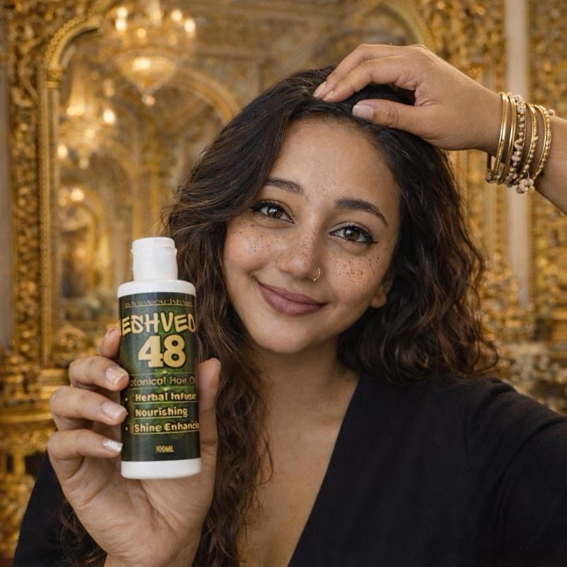 KESHVEDA 48 Herbal Hair Oil 100ml - 48 Herbs Infused For 48 Days | Promotes Healthy Hair Growth , Reduces Fall , Nourishes Scalp , Revives Shine