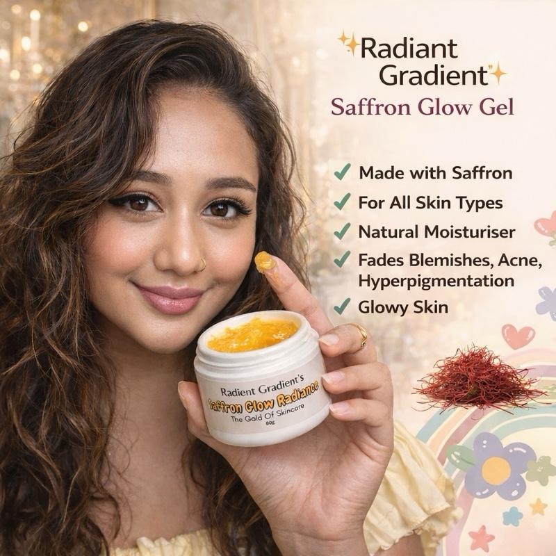 Saffron Glow Radiance Gel By Priscilla Glass Skin Finish Non sticky Natural Moisturiser Made In India